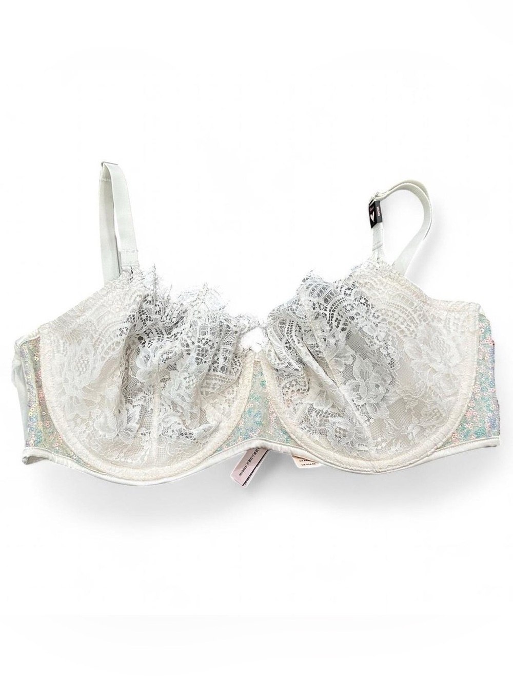 NWT Victorias Secret Unlined Bridal Lace Bra with Sequins | 38DD